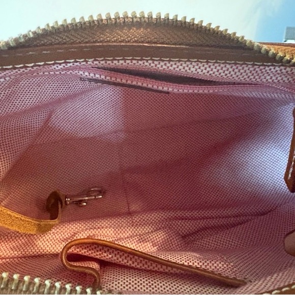 Dooney & Bourke Green & Pink Logo Polka Dot Canvas Shoulder Bag - Picture 7 of 7